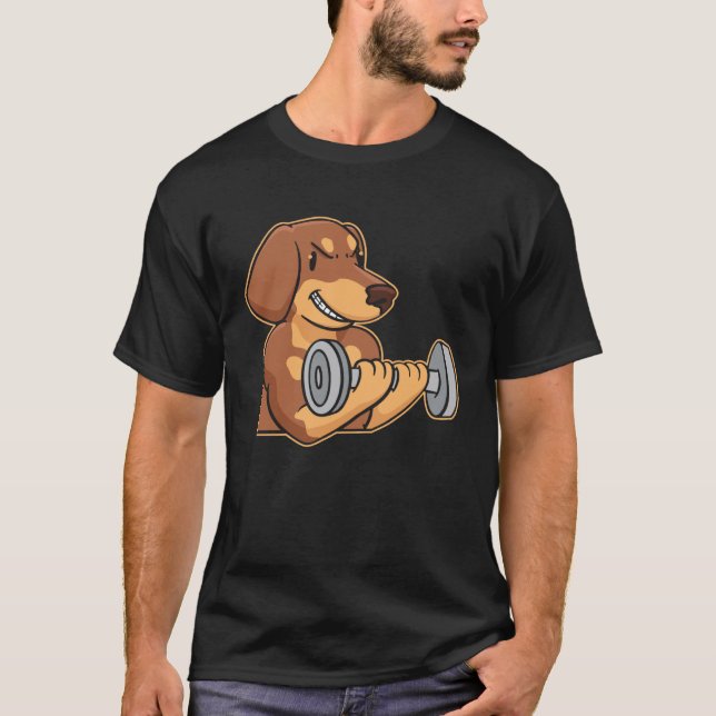 Camiseta Dachshund Powerlifting Weightlifting Deadlifting (Anverso)
