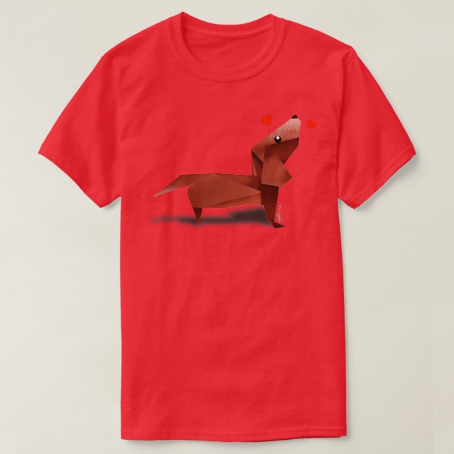 Camiseta Dachshund Puppy Origami Design 1 (Diseño del anverso)