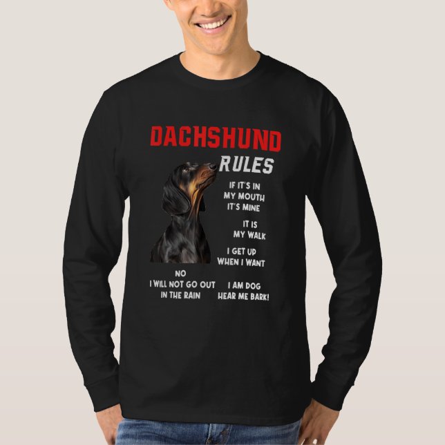Camiseta Dachshund Reglas Diversión Perro Dueño Mascota I M (Anverso)