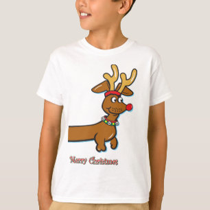 Camiseta Dachshund, reno, Feliz Navidad