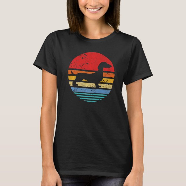 Camiseta Dachshund Retro Sunset Dog Daschund (Anverso)
