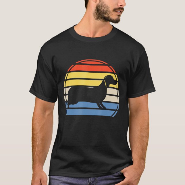 Camiseta Dachshund Retro Sunset Perro Raza Mascota Cumpleañ (Anverso)