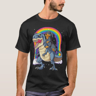 Camiseta Dachshund Riding Dinosaur T rex obsequia niños