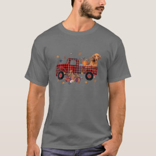 Camiseta Dachshund Riding Truck Pumpkin Autumn Leaves Fall