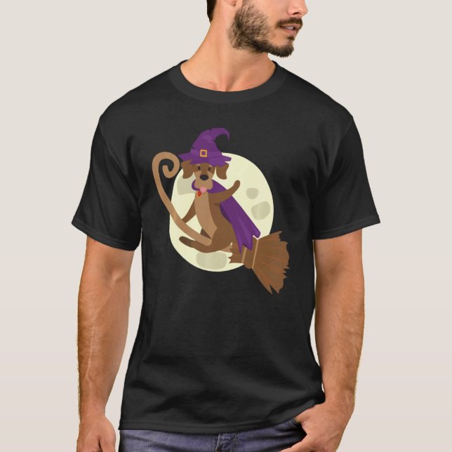 Camiseta Dachshund Riding Witch Broom Cute Dog Halloween Co (Anverso)