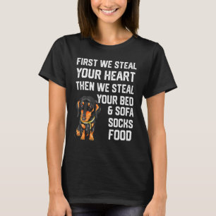 Camiseta Dachshund Roba tu corazón y roba tu cama y sofá