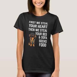 Camiseta Dachshund Roba tu corazón y roba tu cama y sofá