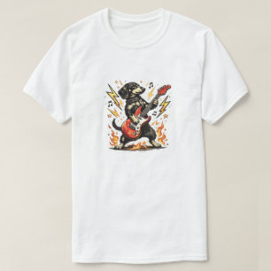 Camiseta Dachshund Rocker de Heavy Metal Guitarra Eléctrica