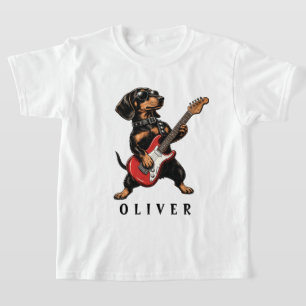 Camiseta Dachshund Rocker Genial Tocando Guitarra Eléctrica