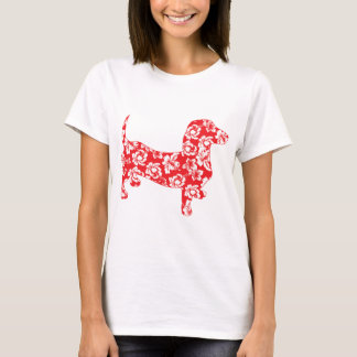 Camiseta Dachshund Rojo Aloha