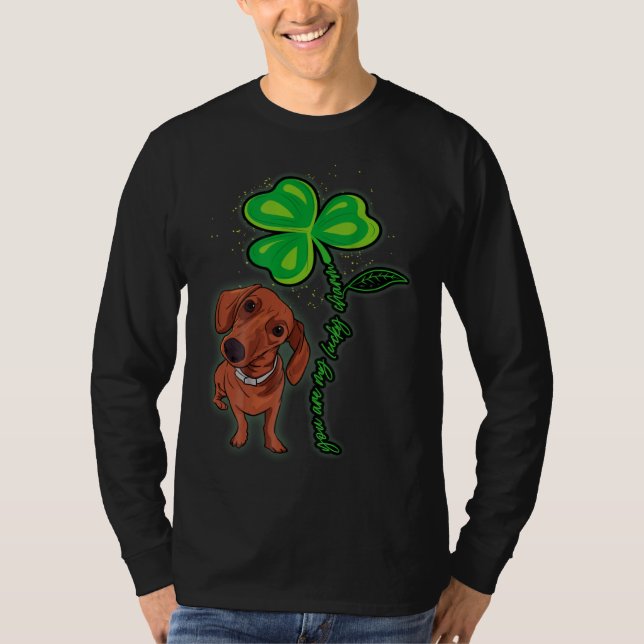 Camiseta Dachshund Shamrock St Patricks Day You Are My Luck (Anverso)
