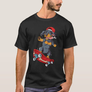 Camiseta Dachshund Skateboard  Wiener Dog Funny Skateboardi