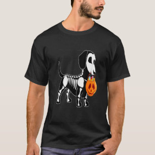 Camiseta Dachshund Skeleton Jack O Lantern Halloween
