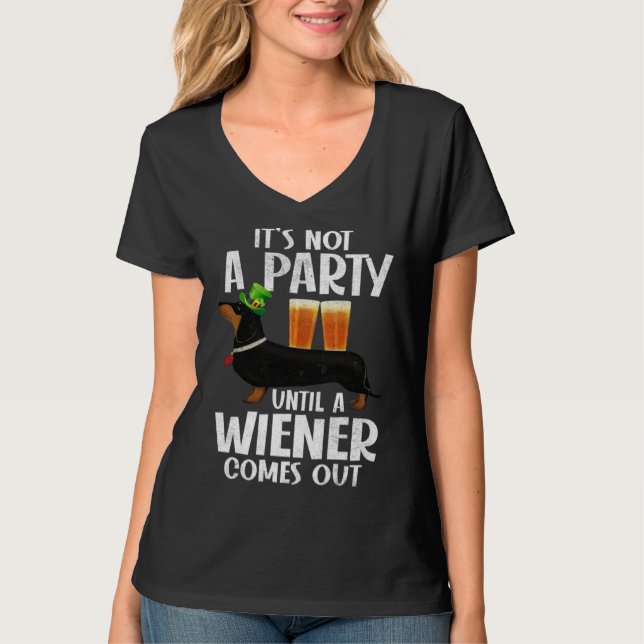Camiseta Dachshund St Patricks Day Not Party Until Wiener C (Anverso)
