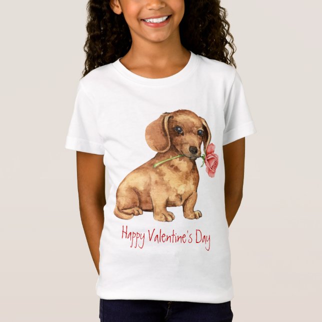 Camiseta Dachshund subió tarjeta del día de San Valentín (Anverso)