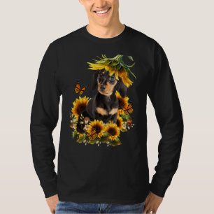 Camiseta Dachshund Sunflower Butterfly Cute Perro