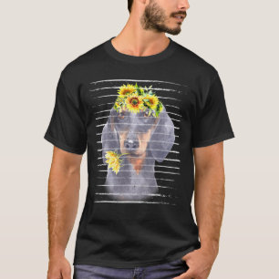 Camiseta Dachshund Sunflower Vintage Retro Para Perro