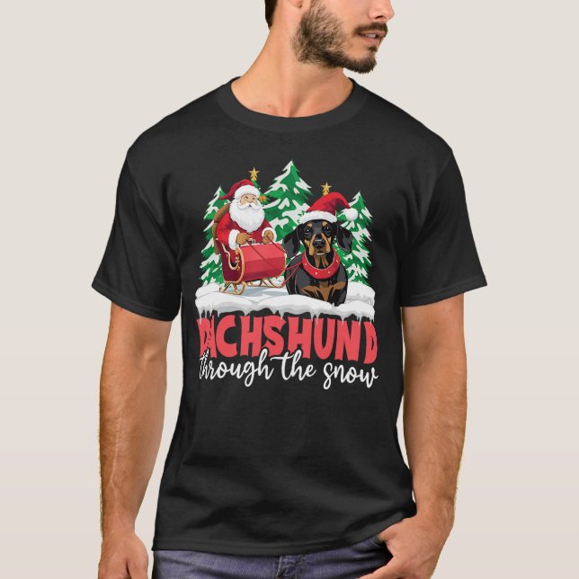 Camiseta Dachshund Through The Snow Doxie Wiener Dog Christ (Anverso)