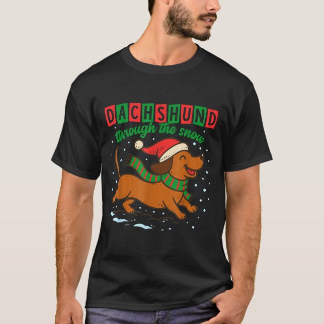 Camiseta Dachshund Through The Snow Funny Christmas Wiener  (Anverso)