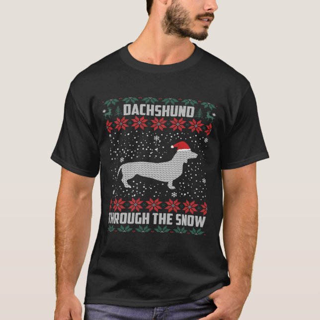 Camiseta Dachshund Through The Snow Ugly (Anverso)