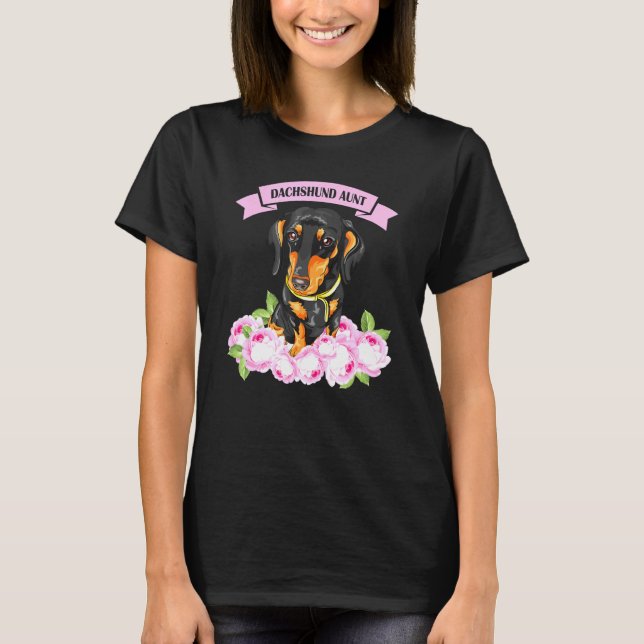 Camiseta Dachshund tía Wiener Doxie Dueña Floral Women Gir (Anverso)