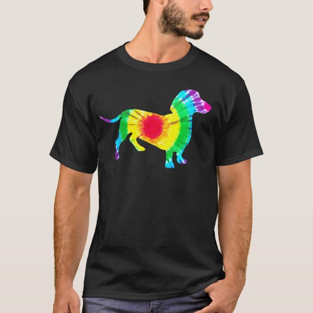 Camiseta Dachshund Tie Dye Hippie Dachshund Perro Cachorro (Anverso)
