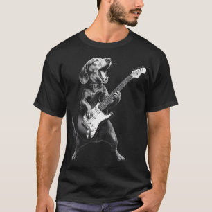 Camiseta Dachshund tocando la guitarra estrella de rock Roc