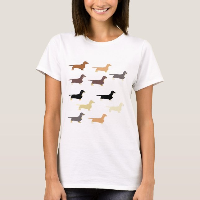 Camiseta dachshund todos los silos de colores (Anverso)