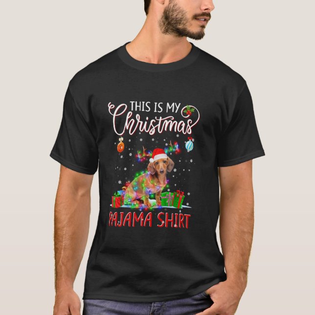 Camiseta Dachshund Tree Light Dog Xmas Este Es Mi Navidad (Anverso)