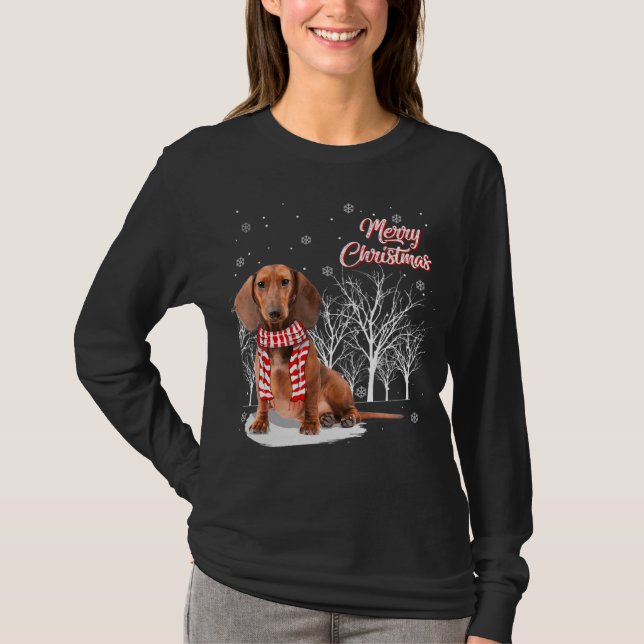 Camiseta Dachshund Tree Merry Christmas Dachshund Xmas (Anverso)