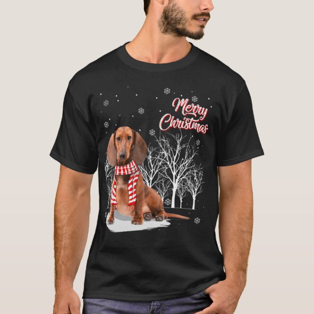 Camiseta Dachshund Tree Merry Christmas Dachshund Xmas (Anverso)
