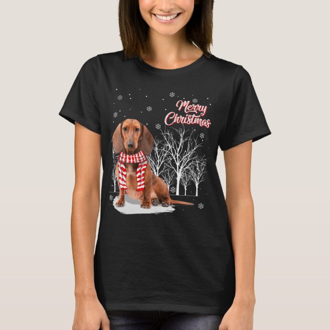 Camiseta Dachshund Tree Merry Christmas Dachshund Xmas (Anverso)