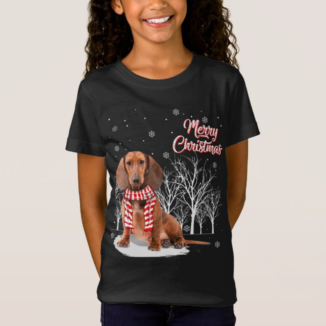 Camiseta Dachshund Tree Merry Christmas Dachshund Xmas (Anverso)