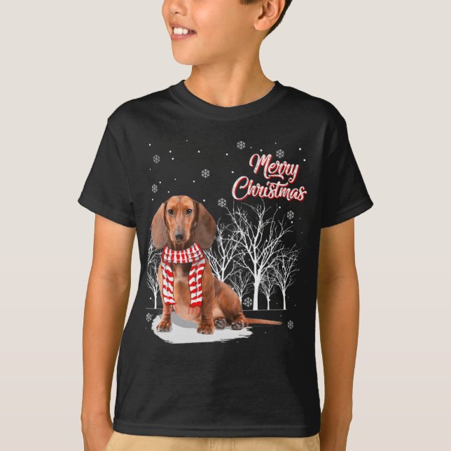 Camiseta Dachshund Tree Merry Christmas Dachshund Xmas (Anverso)