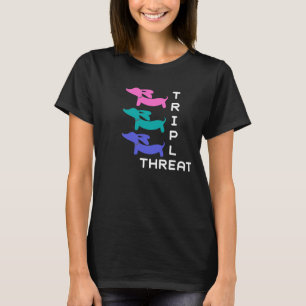 Camiseta Dachshund triple de la amenaza (3 doxies)