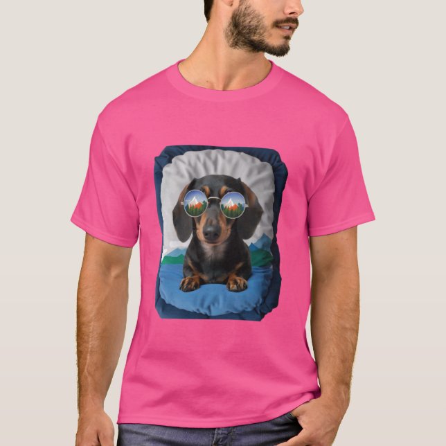 Camiseta Dachshund Tropical Vacacional Hawaiana Funny Wiene (Anverso)