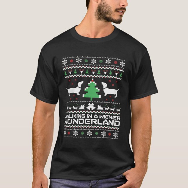 Camiseta Dachshund Ugly Doxie Santa (Anverso)