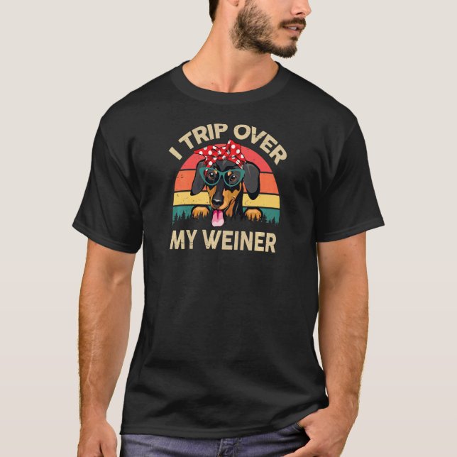 Camiseta Dachshund, Una Mujer, Viaje Sobre Mi Weiner Do (Anverso)