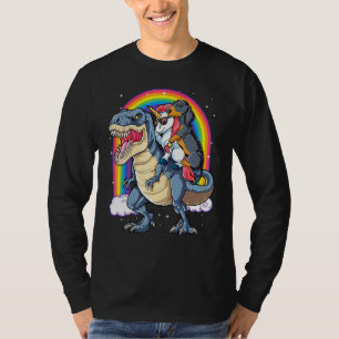 Camiseta Dachshund Unicornio viajando en Dinosaur T Rex Chi