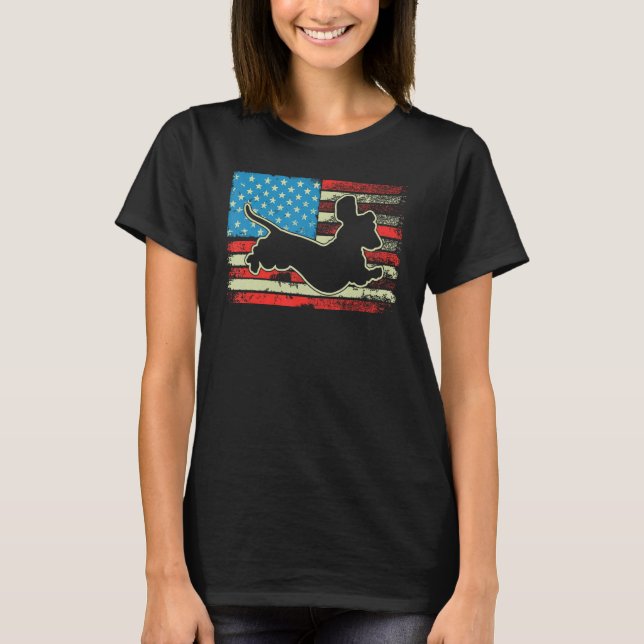 Camiseta Dachshund USA Flag Doxie Weiner Dog 4th of July Pa (Anverso)