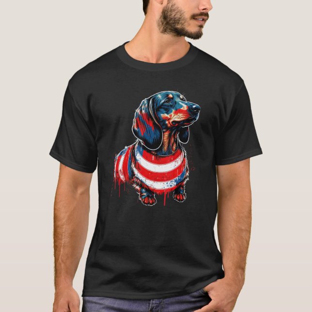 Camiseta Dachshund USA patriotic US Flag Gifts Dog Lover_7 (Anverso)