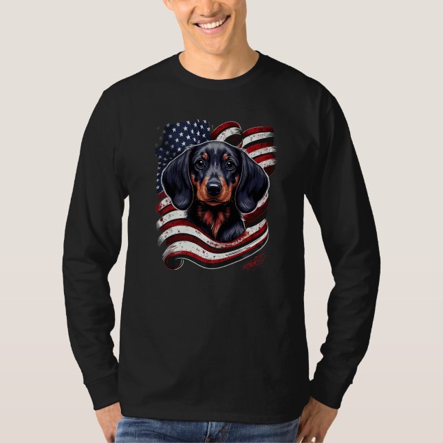 Camiseta Dachshund USA patriotic US Flag Gifts Dog Lover Pr (Anverso)