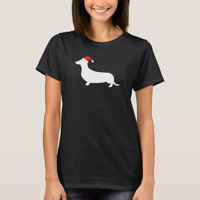 Camiseta Dachshund Usando Perro Navidad Santa Hat (Anverso)