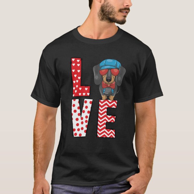 Camiseta Dachshund Valentines Day Love Valentine Cute Heart (Anverso)