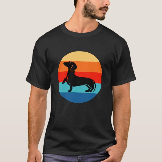 Camiseta Dachshund Vintage Sunset (Anverso)