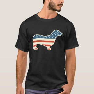 Camiseta Dachshund Weiner Bandera Estadounidense Perro 4 De