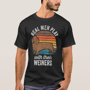 Camiseta Dachshund Weiner Perro Hombres Reales Juegan Con S