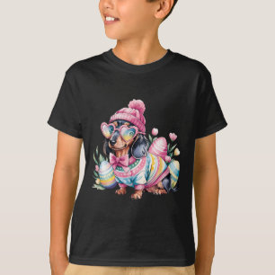Camiseta Dachshund Weiner Perro Huevos Florales Día de Pasc