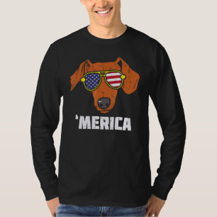 Camiseta Dachshund Wiener Bandera Estadounidense 4 De Julio