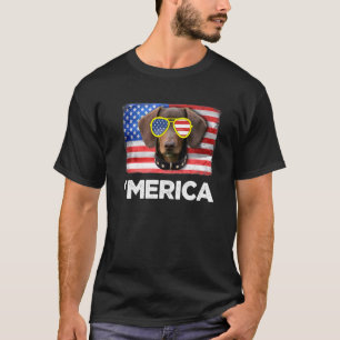 Camiseta Dachshund Wiener Bandera Estadounidense 4 De Julio